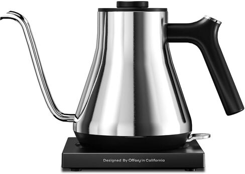 Gooseneck Electric Kettle, Offacy Pour Over Tea Kettles with LED Screen, ±1℉ Temperature Control, Full 304 Stainless Steel, Quick Heating, 6.8mm V-Shaped Spout, Hot Water Boiler, 0.9L (Silver) in Saudi Arabia