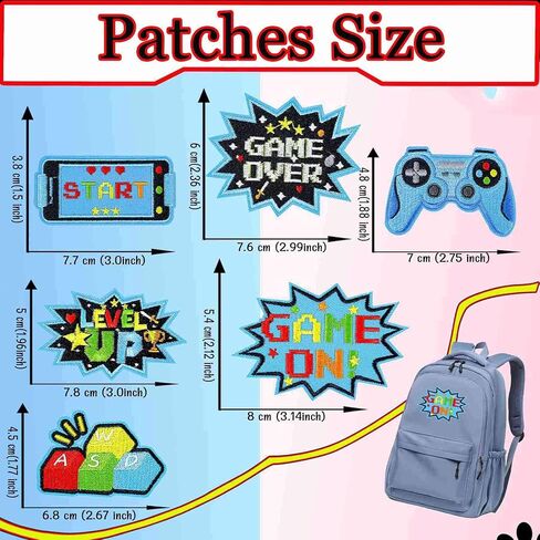 6Pcs Game Player Gamepad Iron on Patches - Embroidered Video Game Sayings & Controller Appliques for Gamer Gifts, Jackets, Backpacks | Fun Accessories for PC, Console Players in Saudi Arabia