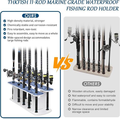 THKFISH 11-Rod Vertical Boat Rod Storage Rack, 100% Waterproof and Sun-protective Fishing Rod Holders for Boat and Dock in Saudi Arabia