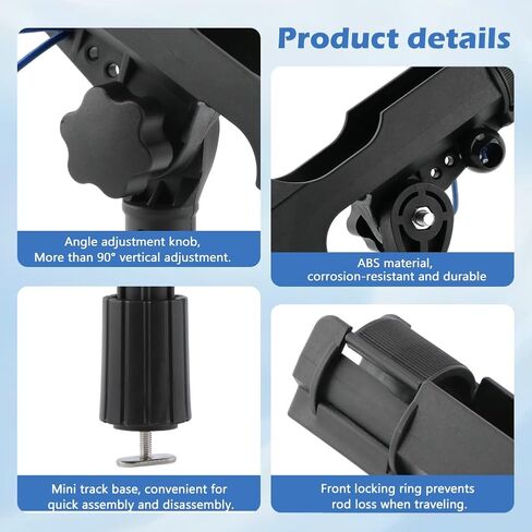 2 Pack Fishing Rod Holders, Spinning Rod Holder with Side Deck Mount 360 Degree Rotation, Adjustable T-Shaped Screw Mounted on Rail for Kayak, Canoe, Fishing Boat in Saudi Arabia