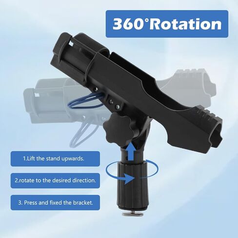 2 Pack Fishing Rod Holders, Spinning Rod Holder with Side Deck Mount 360 Degree Rotation, Adjustable T-Shaped Screw Mounted on Rail for Kayak, Canoe, Fishing Boat in Saudi Arabia