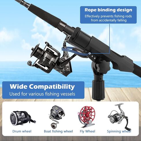 2 Pack Fishing Rod Holders, Spinning Rod Holder with Side Deck Mount 360 Degree Rotation, Adjustable T-Shaped Screw Mounted on Rail for Kayak, Canoe, Fishing Boat in Saudi Arabia
