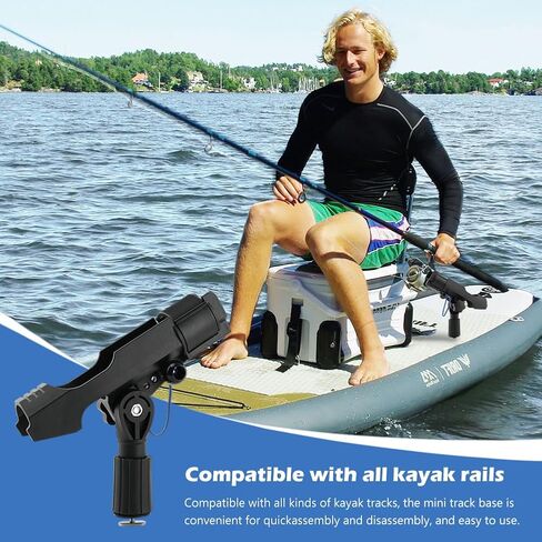 2 Pack Fishing Rod Holders, Spinning Rod Holder with Side Deck Mount 360 Degree Rotation, Adjustable T-Shaped Screw Mounted on Rail for Kayak, Canoe, Fishing Boat in Saudi Arabia