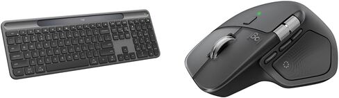 Logitech Signature Slim Solar+ K980 Wireless Bluetooth Keyboard, Solar & Artificial Light Powered + MX Master 4 Ergonomic Wireless Mouse with Haptic Feedback - Graphite in Saudi Arabia