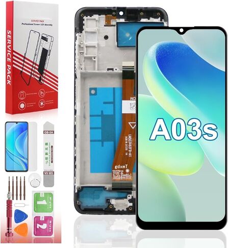 شاشة LCD بديلة لهاتف Samsung Galaxy A03S مع إطار لهاتف Samsung A03S SM-A037u جزء تجميع شاشة LCD تعمل باللمس مع أدوات 6.5 بوصة (إصدار الولايات المتحدة) in Kuwait