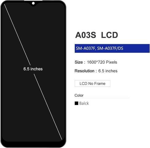 شاشة LCD بديلة لهاتف Samsung Galaxy A03S مع إطار لهاتف Samsung A03S SM-A037u جزء تجميع شاشة LCD تعمل باللمس مع أدوات 6.5 بوصة (إصدار الولايات المتحدة) in Kuwait