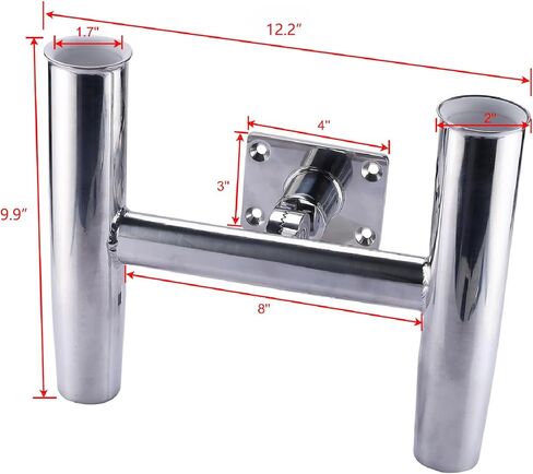 NovelBee 2 Tube Tournament Style Rod Holders with A Flat Mount Pad and Wrench,Deck Mounted Fishing Rod Holders,Stainless Steel Adjustable Degree Rod Holders for Boat in Saudi Arabia