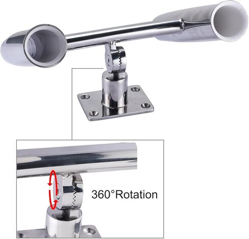 NovelBee 2 Tube Tournament Style Rod Holders with A Flat Mount Pad and Wrench,Deck Mounted Fishing Rod Holders,Stainless Steel Adjustable Degree Rod Holders for Boat in Saudi Arabia