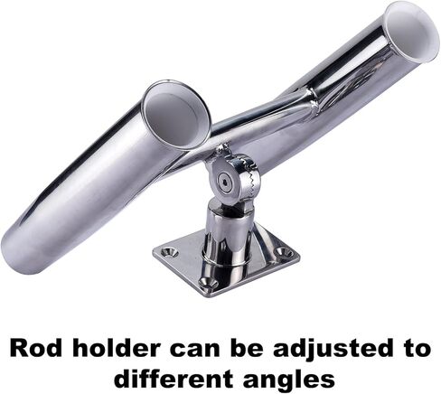 NovelBee 2 Tube Tournament Style Rod Holders with A Flat Mount Pad and Wrench,Deck Mounted Fishing Rod Holders,Stainless Steel Adjustable Degree Rod Holders for Boat in Saudi Arabia