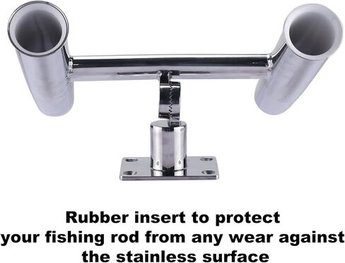 NovelBee 2 Tube Tournament Style Rod Holders with A Flat Mount Pad and Wrench,Deck Mounted Fishing Rod Holders,Stainless Steel Adjustable Degree Rod Holders for Boat in Saudi Arabia