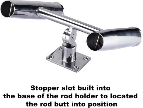 NovelBee 2 Tube Tournament Style Rod Holders with A Flat Mount Pad and Wrench,Deck Mounted Fishing Rod Holders,Stainless Steel Adjustable Degree Rod Holders for Boat in Saudi Arabia
