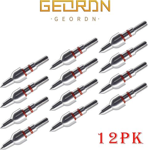 Geordn Stainless Steel Arrow Field Points 100/125/150/175/200 Grains Practice Archery Arrow Target Bullet Point Combo Point 12 PCS in Saudi Arabia