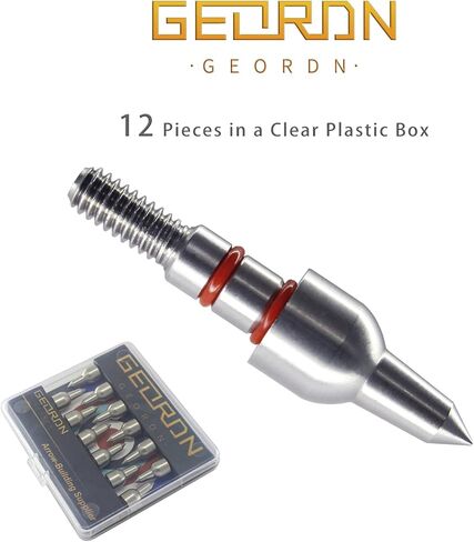 Geordn Stainless Steel Arrow Field Points 100/125/150/175/200 Grains Practice Archery Arrow Target Bullet Point Combo Point 12 PCS in Saudi Arabia