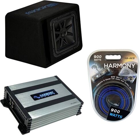 Harmony Audio HA-A400.1 Class D Amp Mono 800 Watt Subwoofer Amplifier, 44VL7S122 Solo- Baric L7 Loaded 12" Sub Box Enclosure and HA-AK8 8 Gauge 900W Amp Install Kit in Saudi Arabia