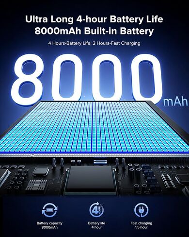 Wireless Portable Monitor with 8000mAh Battery, 15.6" Wireless Monitor, Support AirPlay, Miracast Laptop Display, USB-C & MINI HDMI & VESA, Travel Second Screen for Laptop, Computer, Game Consoles in Saudi Arabia