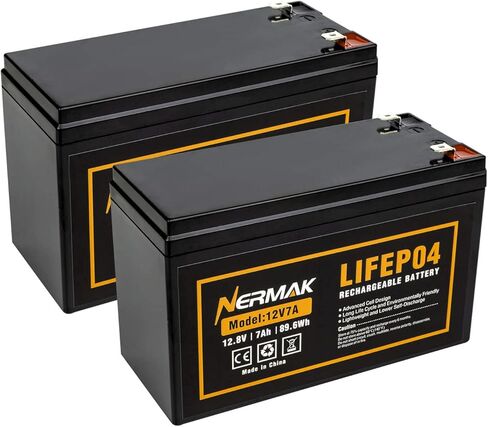 NERMAK 2 Pack 12V 12Ah LiFePO4 Deep Cycle Battery, 2000+ Cycles Lithium Iron Phosphate Rechargeable Battery for Solar Power,Lighting, Power Wheels, Fish Finder, Scooters and More, Built-in 12A BMS in Saudi Arabia