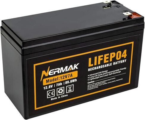 NERMAK 2 حزمة 12V 12Ah LiFePO4 بطارية دورة عميقة، 2000+ دورة بطارية ليثيوم فوسفات الحديد القابلة لإعادة الشحن للطاقة الشمسية، والإضاءة، وعجلات الطاقة، ومكتشف الأسماك، والدراجات البخارية والمزيد، المدمج في 12A BMS in Kuwait