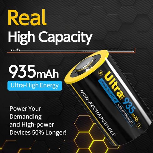 CR2 3V Lithium Battery 2 Pack, 935mAh Real Capacity Non-Rechargeable CR2 Battery, Long Lasting Power CR2 Batteries Low Self-Discharge Rate CR2 Lithium Battery, 12-Year Shelf Life in Saudi Arabia