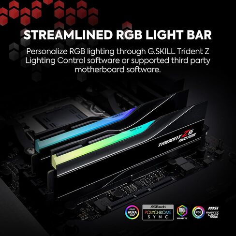 ذاكرة الوصول العشوائي G.SKILL Trident Z5 Neo RGB Series DDR5 (AMD EXPO & Intel XMP 3.0) 32 جيجابايت (1x32 جيجابايت) 6000MT/s CL38-48-48-96 1.25V ذاكرة الكمبيوتر المكتبي U-DIMM - أسود غير لامع (F5-6000J3848D32GX1-TZ5NR) in Saudi Arabia