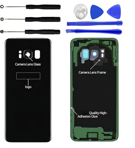 Back Glass Replacement for Samsung Galaxy S8 SM-G9500 SM-G950U SM-G950F SM-G950U1 SM-G950N SC-02J SCV36 Back Cover Rear Housing (Black) in Saudi Arabia