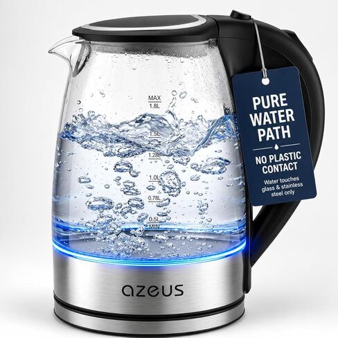 Azeus 1.8L Electric Kettle CX-817 - Fast Boil, Auto Shut-Off, Boil-Dry Protection, 360° Swivel Base - Stainless Steel Water Boiler for Tea, Coffee, and Hot Water in Saudi Arabia