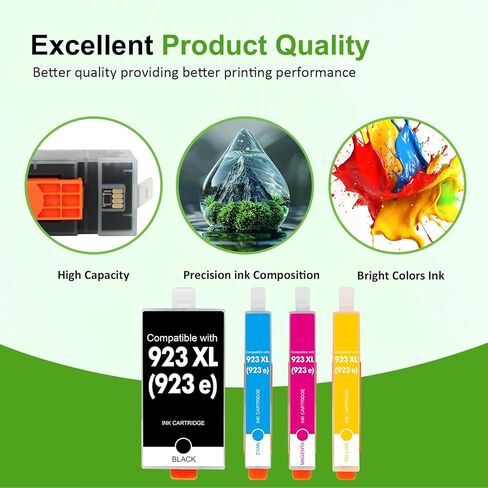 مجموعة خراطيش الحبر 923 923XL 8130e 8120e مع شريحة: استبدال حبر طابعات HP 923e 923 923XL لطابعة HP923 OfficeJet Pro 8130e 8135e 8138e 8139e 9130 8125e 8122e 8120 8124e (4 عبوات) in Kuwait
