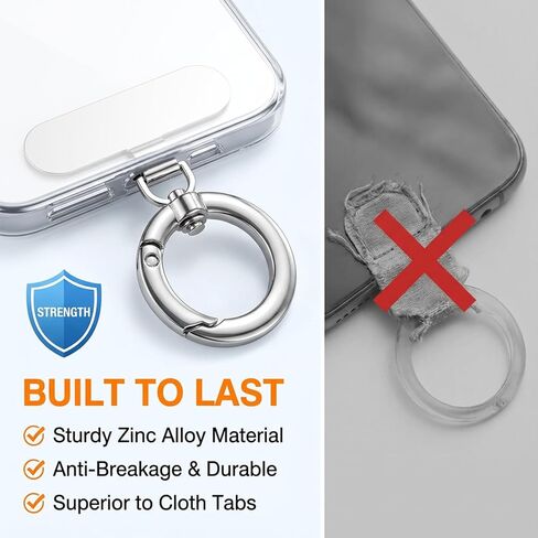 4 Pcs Metal Cell Phones Tether Tabs Rotatable 360° Phone Lanyard Tab Phone Lanyard Patch for Full Phones Case Silver in Kuwait