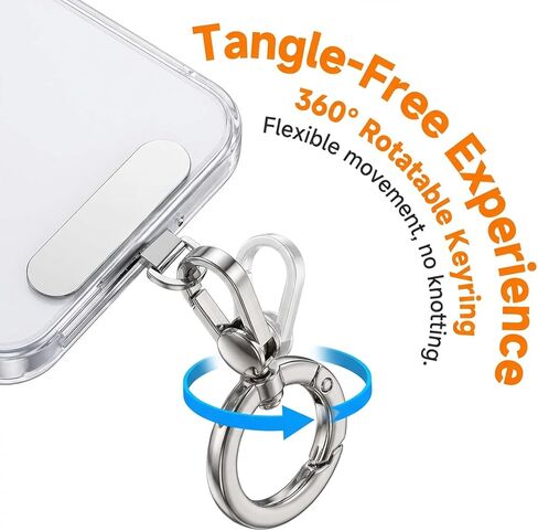4 Pcs Metal Cell Phones Tether Tabs Rotatable 360° Phone Lanyard Tab Phone Lanyard Patch for Full Phones Case Silver in Kuwait