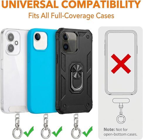 4 Pcs Metal Cell Phones Tether Tabs Rotatable 360° Phone Lanyard Tab Phone Lanyard Patch for Full Phones Case Silver in Kuwait