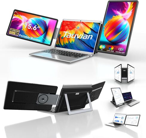 15.6" Laptop Screen Extender, FHD 1080P IPS Portable Triple Monitor for Laptops 13.3"-17.3", USB-C/HDMI Plug & Play, 120% sRGB Low Blue Light Detachable Monitor Extender for Windows/MacOS in Saudi Arabia