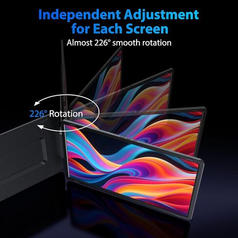 15.6" Laptop Screen Extender, FHD 1080P IPS Portable Triple Monitor for Laptops 13.3"-17.3", USB-C/HDMI Plug & Play, 120% sRGB Low Blue Light Detachable Monitor Extender for Windows/MacOS in Saudi Arabia