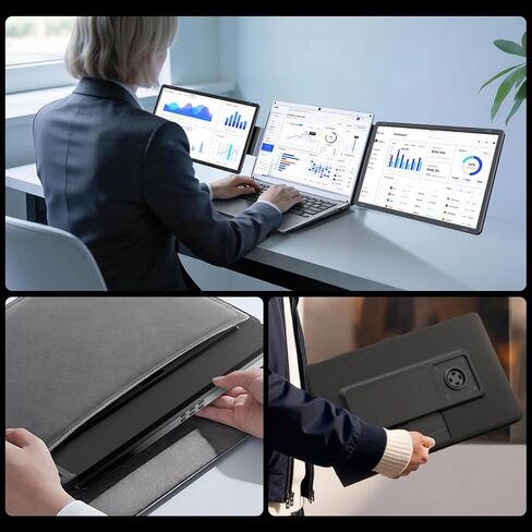 15.6" Laptop Screen Extender, FHD 1080P IPS Portable Triple Monitor for Laptops 13.3"-17.3", USB-C/HDMI Plug & Play, 120% sRGB Low Blue Light Detachable Monitor Extender for Windows/MacOS in Saudi Arabia