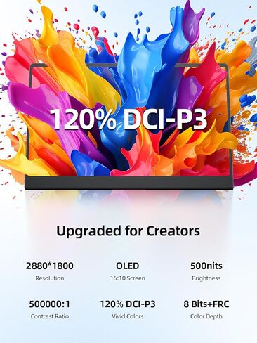 UPERFECT OLED Portable Monitor 14", 3K 2880x1800 | 120Hz | 0.1ms Portable Gaming Monitor, 500 Nits |120% DCI-P3 | 500000:1 Contrast | Ultra-Slim Design for Laptop Mini PC Phone Game Consoles in Saudi Arabia