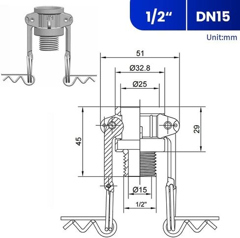 2 قطعة 304 الفولاذ المقاوم للصدأ نوع B تركيبات Camlock 2 "أنثى مقرنة ذكر NPT موصل الموضوع مع حلقة حشية مختومة لأنظمة السوائل الزراعية/الصناعية كام قفل كام الأخدود المناسب in Kuwait