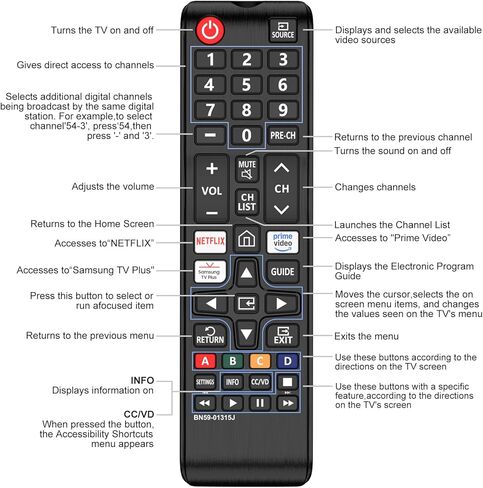 2 Pack for Universal Samsung TV Remote, BN59-01315J Remote Control Replacement for LCD LED HDTV 3D 7 Series Smart Samsung TVs Models in Saudi Arabia