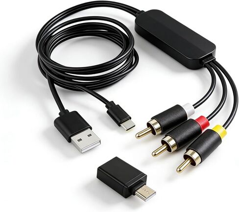 محول USB C إلى RCA، محول سلكي بطول 6 أقدام من النوع C ذكر إلى 3 RCA ذكر شاشة النسخ المتطابق مع محول USB A وUSB C in Kuwait