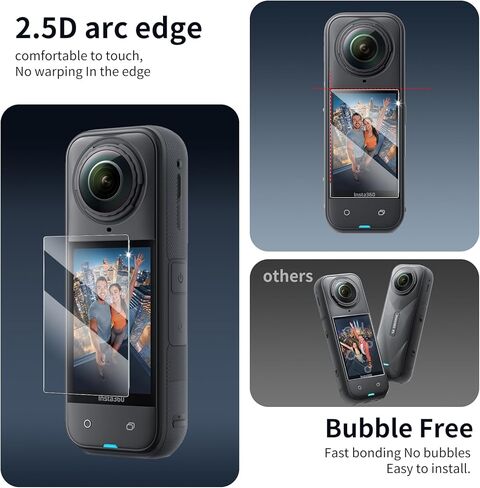 واقي شاشة مكون من 3 قطع لكاميرا Insta360 X5/Insta360 X4، طبقة من الزجاج المقسى، حماية من الصدمات، HD، مضاد للكسر، مضاد للخدش، صلابة 9H، حواف منحنية 2.5D، صديق للحافظة، خالي من الفقاعات in Kuwait