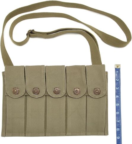 حقيبة مجلة World War Supply Rigger مصنوعة من M1 Carbine 5 Cell مع حزام كتف يحمل علامة JT&L 1944 in Kuwait