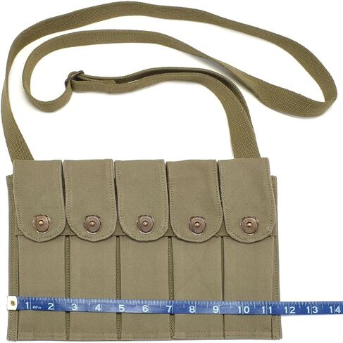 حقيبة مجلة World War Supply Rigger مصنوعة من M1 Carbine 5 Cell مع حزام كتف يحمل علامة JT&L 1944 in Kuwait
