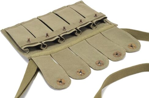 حقيبة مجلة World War Supply Rigger مصنوعة من M1 Carbine 5 Cell مع حزام كتف يحمل علامة JT&L 1944 in Kuwait