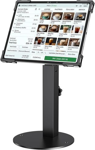 Secure Tablet Kiosk Stand for 10"-14" iPad Pro Air and Samsung, Heavy-Duty Steel Anti-Theft Countertop POS Mount Holder for Business Retail, Height Adjustable, 360° Rotation, Black in Saudi Arabia