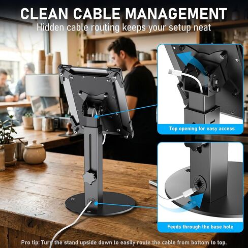 Secure Tablet Kiosk Stand for 10"-14" iPad Pro Air and Samsung, Heavy-Duty Steel Anti-Theft Countertop POS Mount Holder for Business Retail, Height Adjustable, 360° Rotation, Black in Saudi Arabia