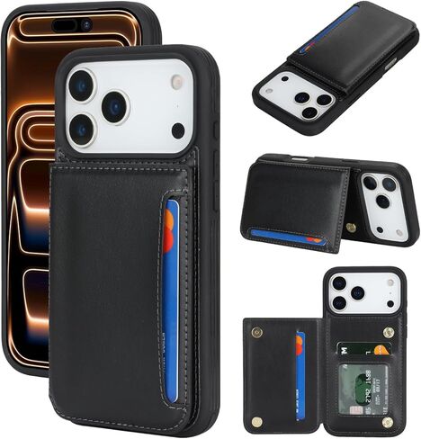 iCoverCase Compatible with iPhone 17 Pro Max Wallet Phone Case with Card Holder for Women Men, [RFID Blocking] Card Slots PU Leather Protective Wallet Case 6.9 Inch (Beige Leopard) in Saudi Arabia