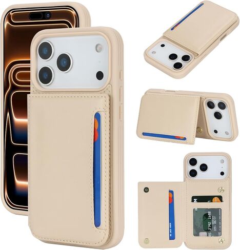 iCoverCase Compatible with iPhone 17 Pro Max Wallet Phone Case with Card Holder for Women Men, [RFID Blocking] Card Slots PU Leather Protective Wallet Case 6.9 Inch (Beige Leopard) in Saudi Arabia