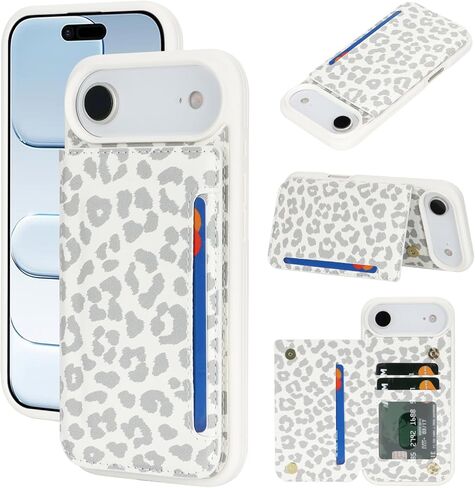 iCoverCase Compatible with iPhone 17 Pro Max Wallet Phone Case with Card Holder for Women Men, [RFID Blocking] Card Slots PU Leather Protective Wallet Case 6.9 Inch (Beige Leopard) in Saudi Arabia