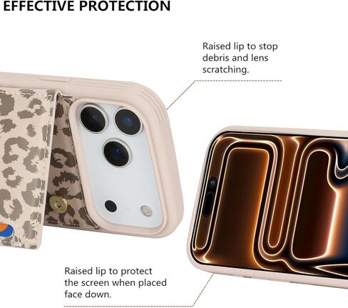 iCoverCase Compatible with iPhone 17 Pro Max Wallet Phone Case with Card Holder for Women Men, [RFID Blocking] Card Slots PU Leather Protective Wallet Case 6.9 Inch (Beige Leopard) in Saudi Arabia