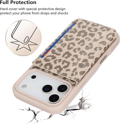 iCoverCase Compatible with iPhone 17 Pro Max Wallet Phone Case with Card Holder for Women Men, [RFID Blocking] Card Slots PU Leather Protective Wallet Case 6.9 Inch (Beige Leopard) in Saudi Arabia