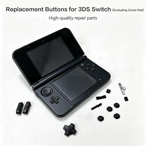 مخصص لاستبدال مجموعة الألوان الكاملة لأزرار 3DS الإضافية، لوحدات تحكم الألعاب الصغيرة Nintendo Old 3DS، اتجاه ABXY / D-Pad / كتف L R / Power Home / Volume / زر التبديل ثلاثي الأبعاد 11 قطعة (أسود) in Kuwait