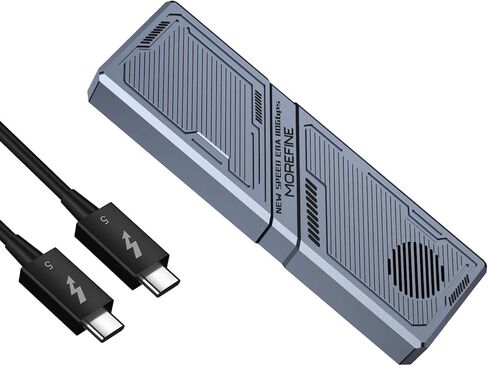 MOREFINE 80Gbps M.2 NVMe SSD Enclosure with Cooling Fan, Aluminium Alloy Enclosure Compatible with Thunderbolt 5/4/3/USB4, Support PCIe M.2 SSD up to 8TB in Saudi Arabia