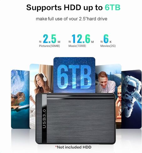 حافظة محرك أقراص صلبة خارجي مقاس 2.5 بوصة USB 3.0 إلى SATA III حافظة محرك أقراص صلبة خارجي خالية من الأدوات مقاس 7 مم/9.5 مم 2.5 بوصة SSD HDD مع UASP، متوافقة مع تلفزيون WD Toshiba Samsung Hitachi PS4 Xbox PC in Saudi Arabia